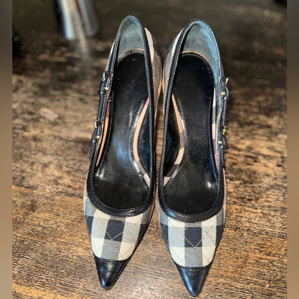 Burberry plaid kitten heels